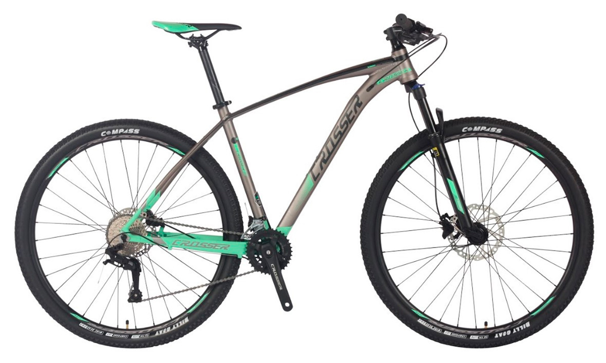 Велосипед Crosser Profi X880 27,5" 2021, размер М, Серо-зеленый